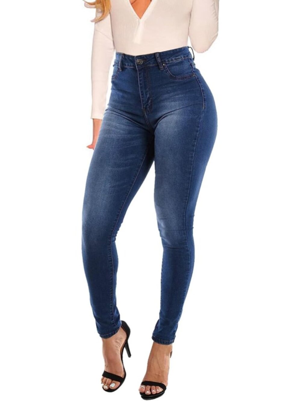 🆕Women's Dark Wash High Waist Stretch Butt Lifting Skinny Colombian Jeans